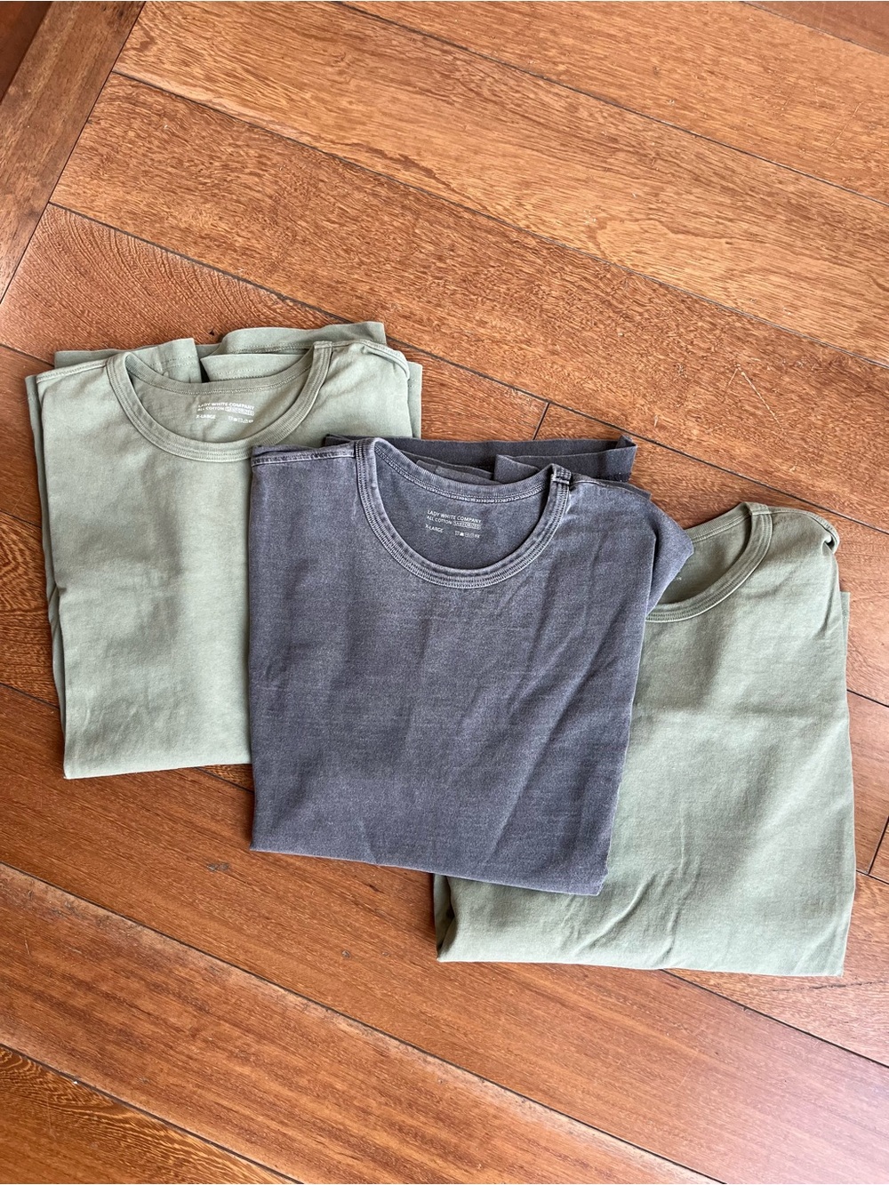 Lady White Company Men's Classic Crewneck T-Shirts Bundle - Olive & Charcoal